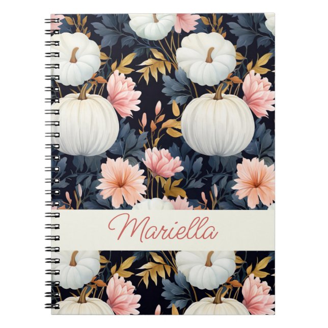 Cuaderno Estampado de calabaza y flores (Frente)