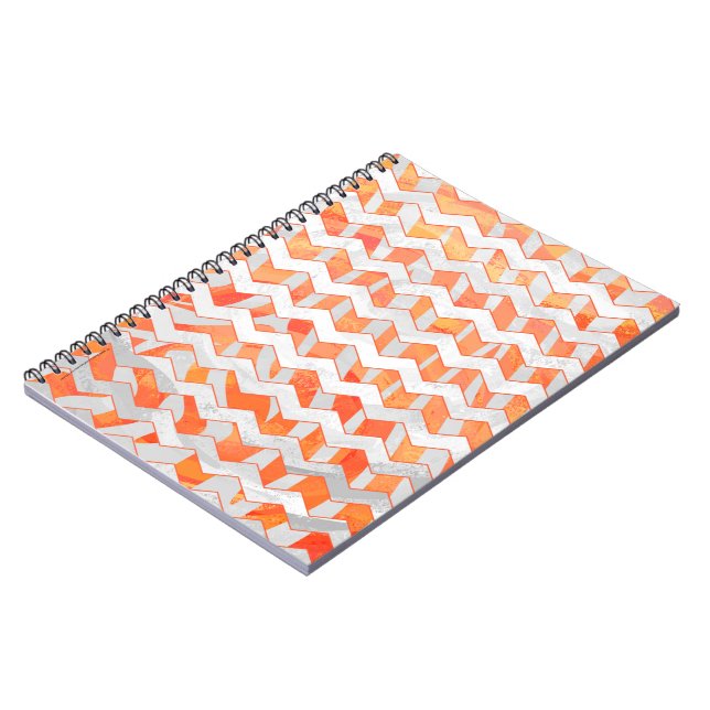 Cuaderno Estampado de cebra naranja y blanco (Lado Izquierdo)