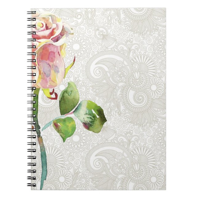 Cuaderno Estampado de flores adornado con la acuarela (Frente)