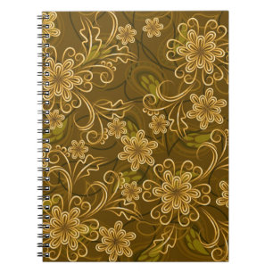 Cuaderno Estampado de flores de oro del vintage