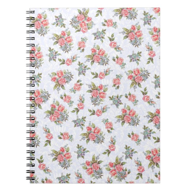 Cuaderno Estampado de flores del rosa de rosas de la cabaña (Frente)
