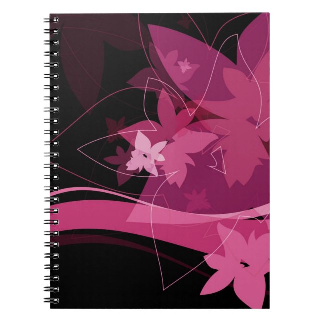Cuaderno Estampado de flores magenta (Frente)