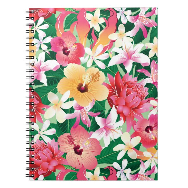 Cuaderno Estampado de flores tropical del hibisco (Frente)