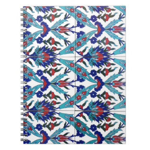Cuaderno Estampado de flores turco de Iznik