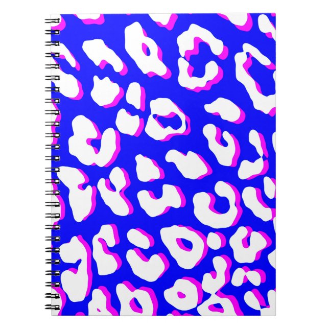 Cuaderno Estampado de leopardo blanco azul rosa (Frente)