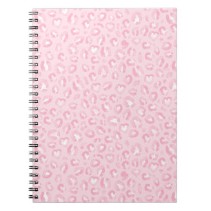 Cuaderno Estampado de leopardo con acuarela en rosa suave