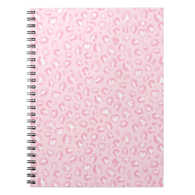 Cuaderno Estampado de leopardo con acuarela en rosa suave (Frente)