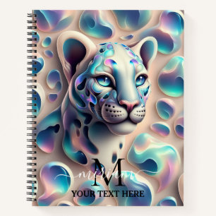 Cuaderno Estampado de leopardo de ópalo de monograma femeni