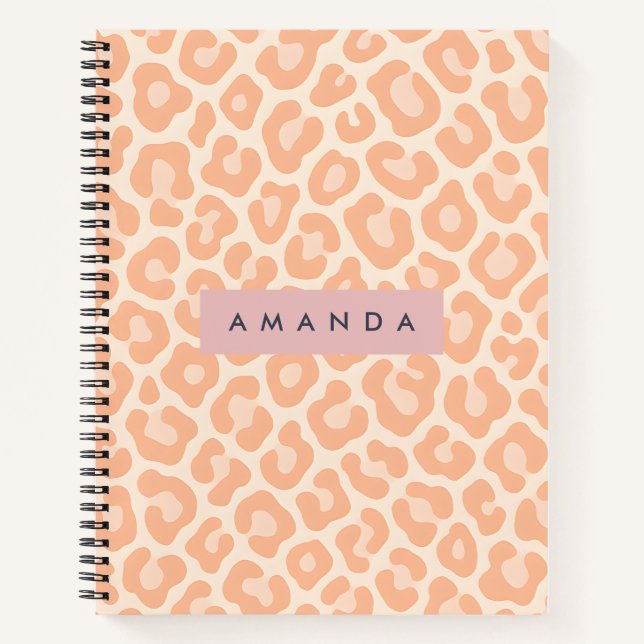 Cuaderno Estampado de Leopardo Melocotón Chic Personalizado (Anverso)