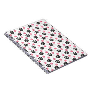Cuaderno Estampado de pata rosa negro para dueño de perro y