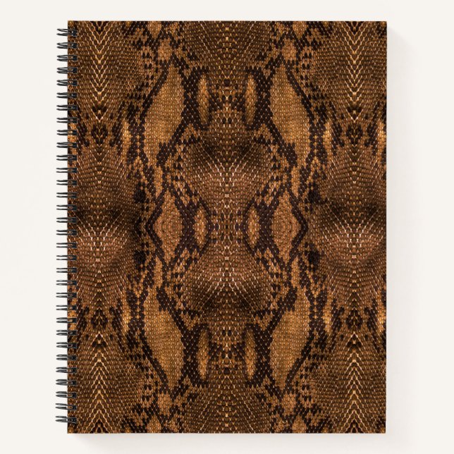 Cuaderno Estampado de piel de serpiente marrón (Anverso)