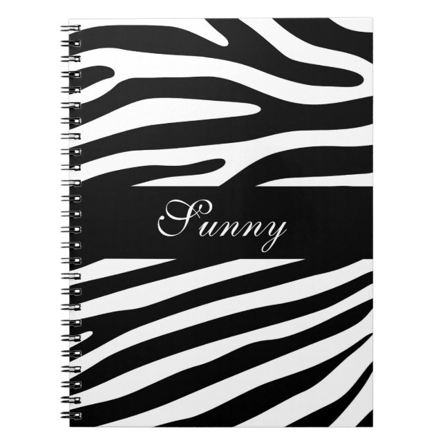 Cuaderno Estampado de rayas cebra blanco y negro + tus idea (Frente)