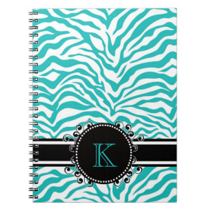 Cuaderno Estampado de zebra azul enrrollado con el