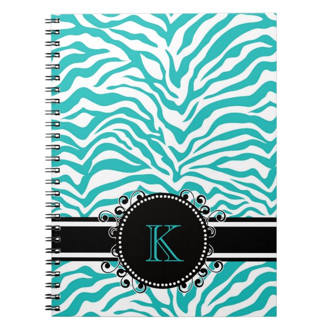 Cuaderno Estampado de zebra azul enrrollado con el (Frente)