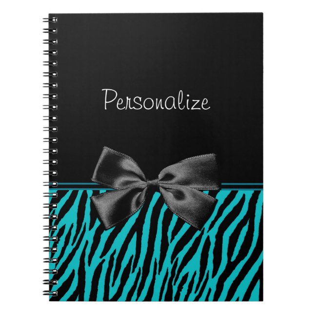 Cuaderno Estampado de zebra negro y verde azulado de moda (Frente)