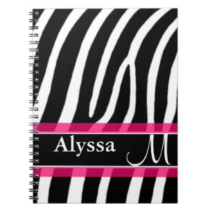 Cuaderno Estampado de zebra rosado personalizado