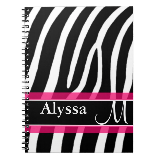 Cuaderno Estampado de zebra rosado personalizado (Frente)