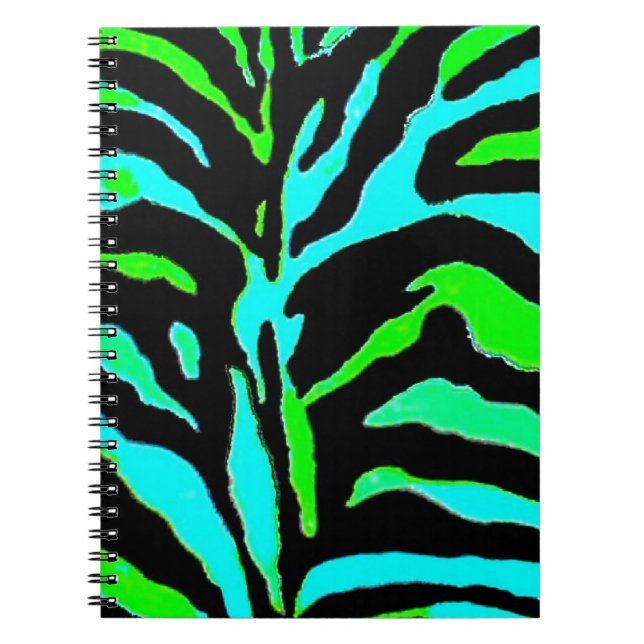 Cuaderno Estampado de zebra verde y azul abstracto 2 (Frente)