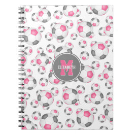 Cuaderno estampado deportivo de chicas grises rosadas perso