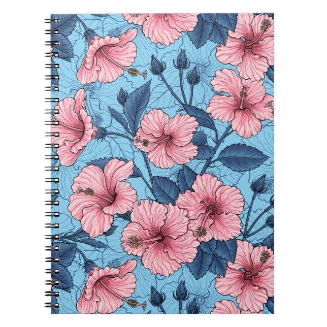Cuaderno Estampado floral tropical de hibisco (Frente)
