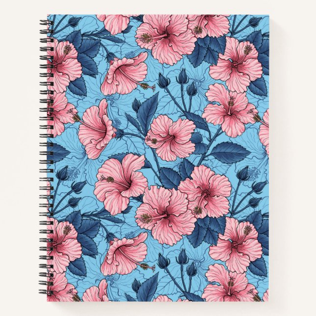 Cuaderno Estampado floral tropical de hibisco (Anverso)