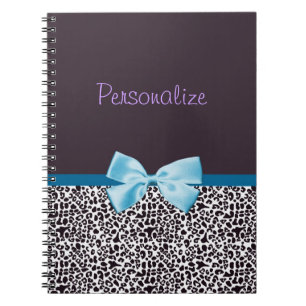 Cuaderno Estampado leopardo de moda y Blue Ribbon con