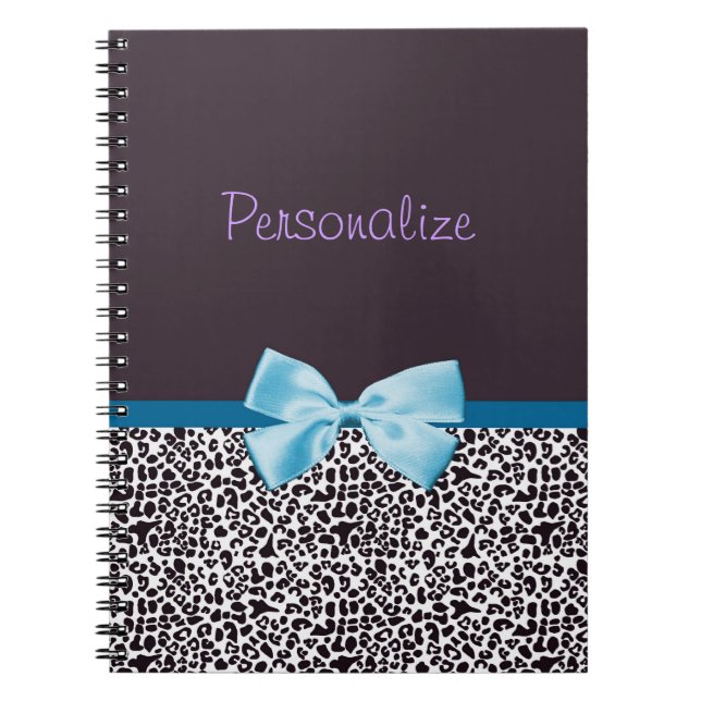Cuaderno Estampado leopardo de moda y Blue Ribbon con (Frente)