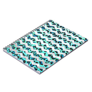 Cuaderno Estampado Leopardo Negro y Azul Turquesa