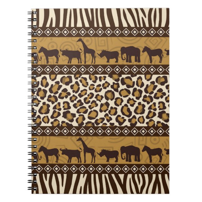 Cuaderno Estampado leopardo y animales africanos (Frente)