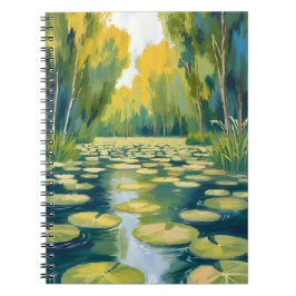 Cuaderno Estanque de Nenúfares | Naturaleza Acuarela Verde