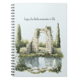 Cuaderno Estanque Romántico Floral Piedras Blancas Disfruta