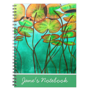 Cuaderno estanque verde sereno con lilíparas