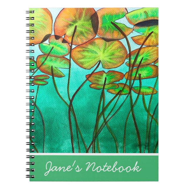 Cuaderno estanque verde sereno con lilíparas (Frente)