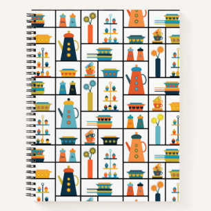 Cuaderno Estantes De Cocina Modernas De Estilo Retro De Med