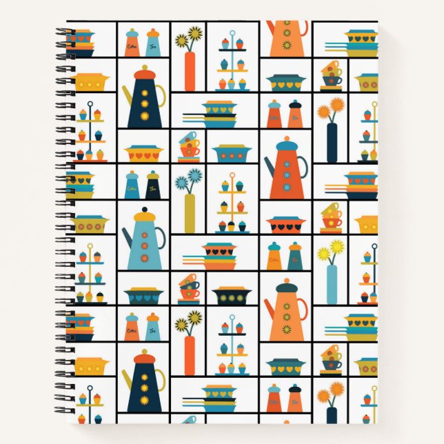 Cuaderno Estantes De Cocina Modernas De Estilo Retro De Med (Anverso)