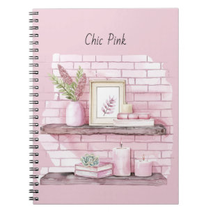Cuaderno Estantes Rosa Chic Plantas Velas