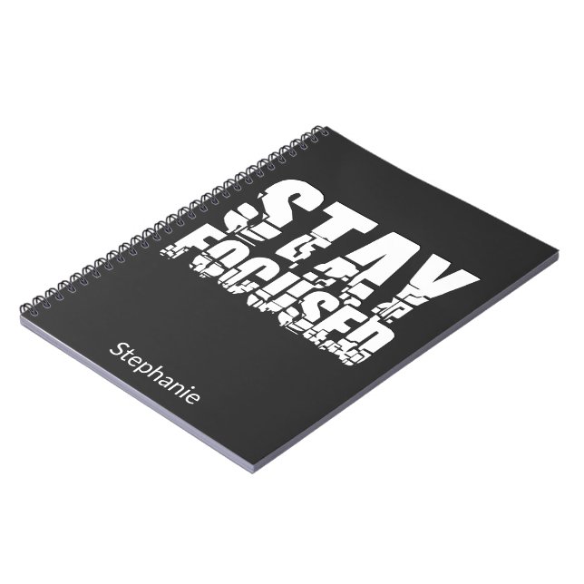 Cuaderno Estar centrado | Frase motivadora con texto blanco (Lado Izquierdo)