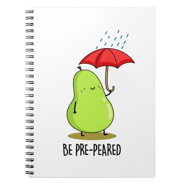 Cuaderno Estar Pre-Parado Pera Divertida en Lluvia Juego de (Frente)