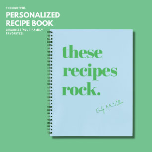 Cuaderno Estas recetas Rock Blue Recipe Book Personalizado