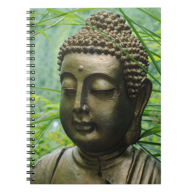Cuaderno Estatua de Buda Pacífica en un bosque verde deslum (Frente)