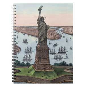 Cuaderno Estatua de la Libertad de 1885 en el puerto de NYC