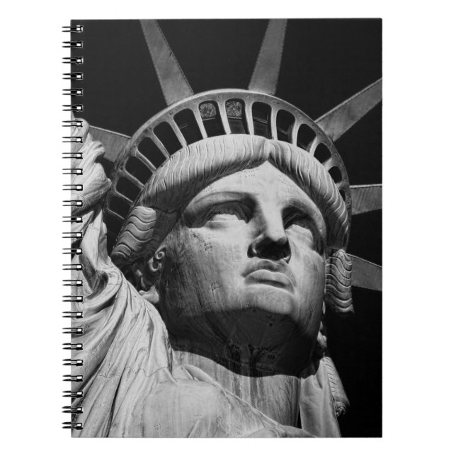 Cuaderno Estatua de la Libertad en blanco y negro primer pl (Frente)