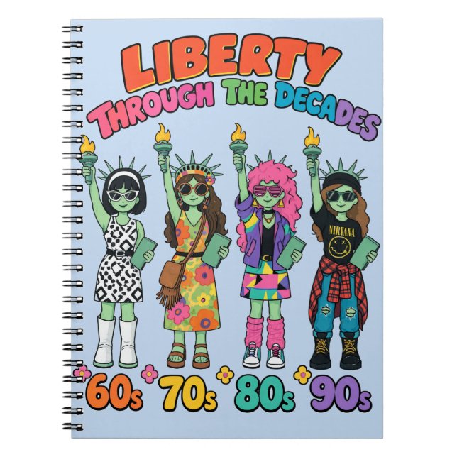 Cuaderno Estatua de la Libertad Moda Retro a través de 4 Dé (Frente)