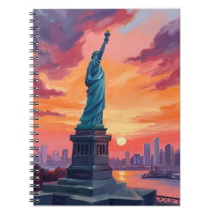 Cuaderno Estatua de la Libertad Silueta de la ciudad de Nue
