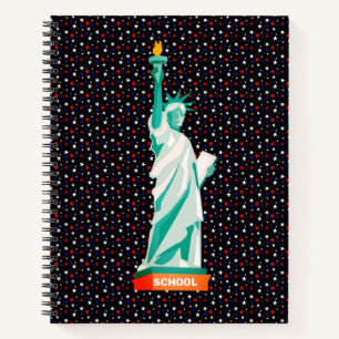 Cuaderno Estatua de la libertad y estrellas en negro