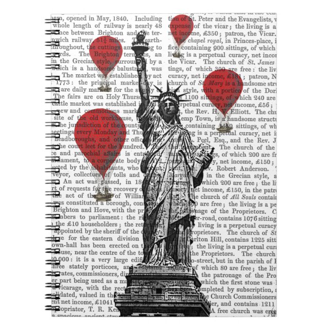 Cuaderno Estatua de la Libertad y Globos de Aire Caliente R (Frente)
