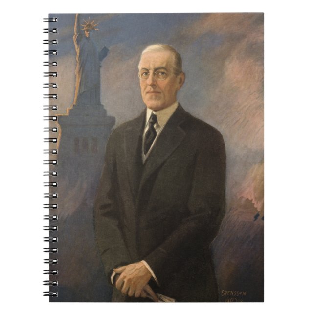 Cuaderno Estatua de la Libertad y Presidente Woodrow Wilson (Frente)