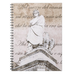 Cuaderno Estatua del dante Allighieri con la comedia divina