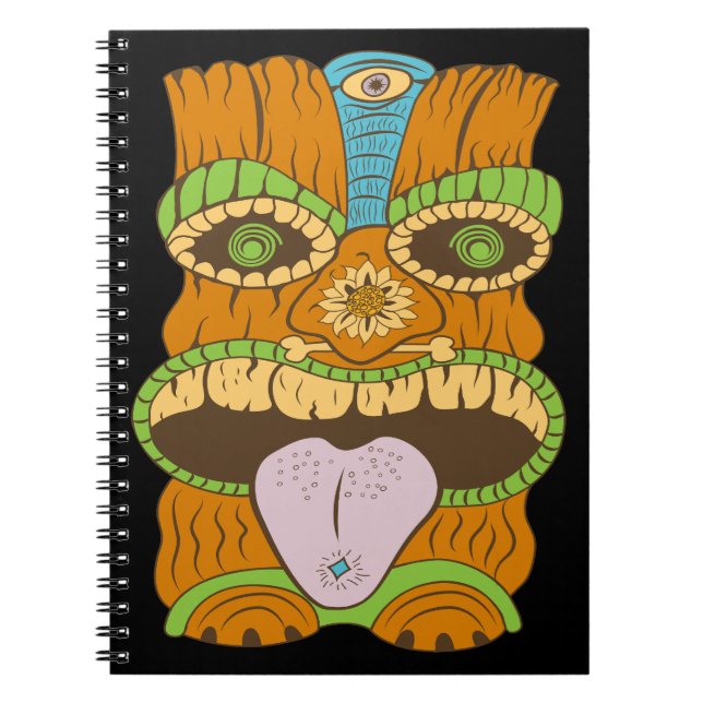 Cuaderno Estatua del Tiki de la Lengua Púrpura en ánimo psi (Frente)