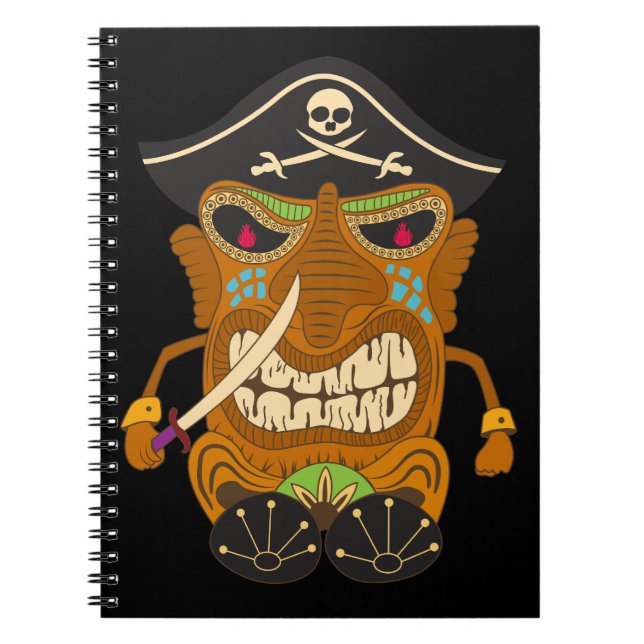 Cuaderno Estatua pirata de Tiki, negro gracioso (Frente)
